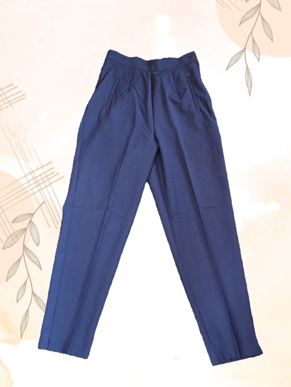 High-Rise Navy Tailored Tapered Trousers